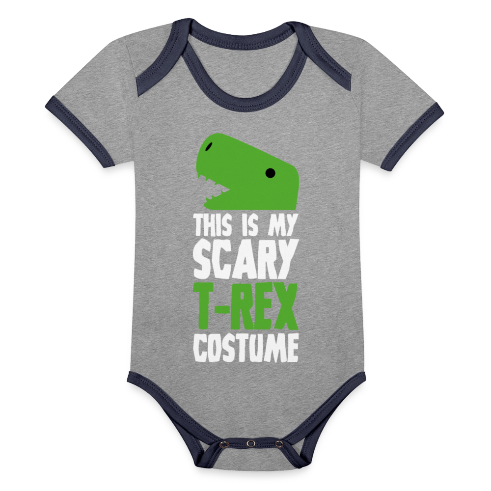 Scary Dino Baby Bodysuit – Little Dino on a Big Mission - heather grey/navy