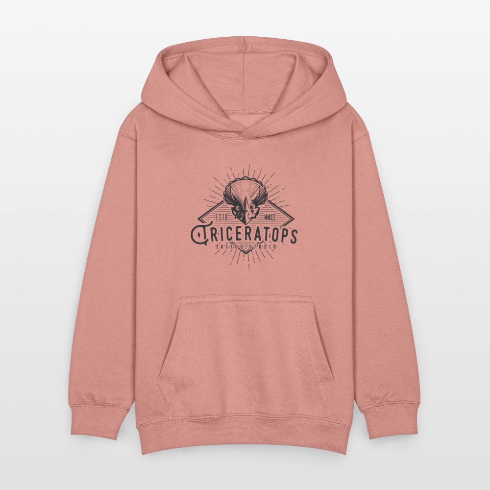 Triceratops Power Hoodie for Kids - dusky rose