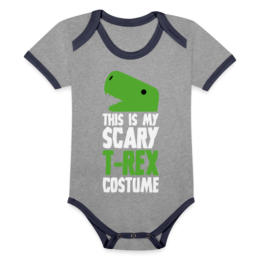 Scary Dino Baby Bodysuit – Little Dino on a Big Mission - heather grey/navy