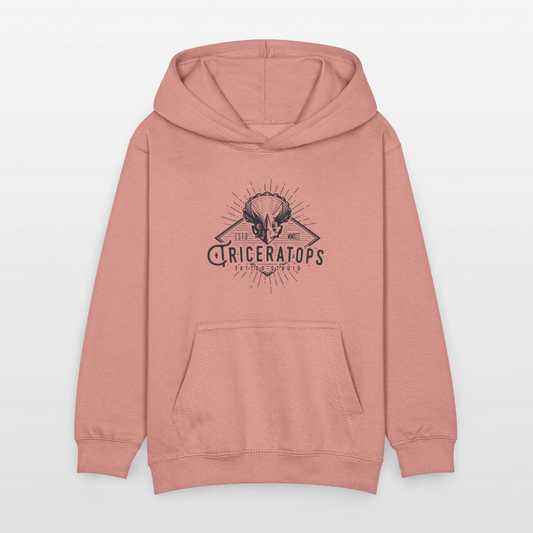 Triceratops Power Hoodie for Kids - dusky rose